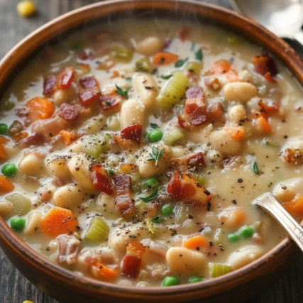 Vydatná polévka s bílými fazolemi