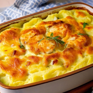 Rybí koláč zapečený s bramborem