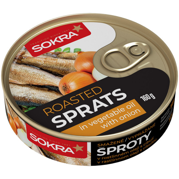 Smažené šproty v rostlinném oleji s cibulí 160g